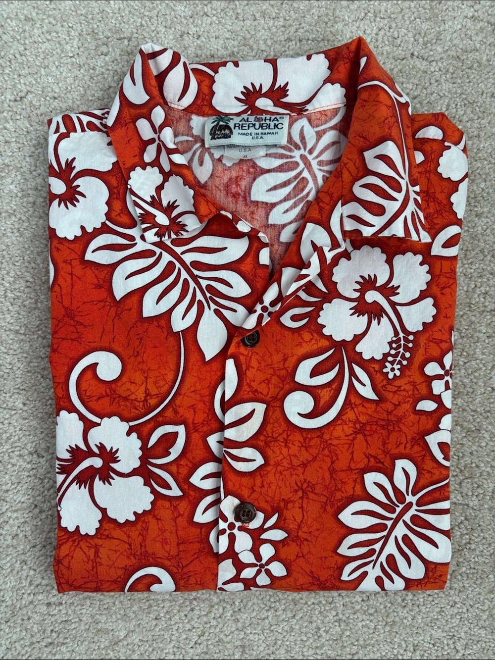 ALOHA REPUBLIC youth Hawaiian shirt Tropic Flavor - Orange, size 8